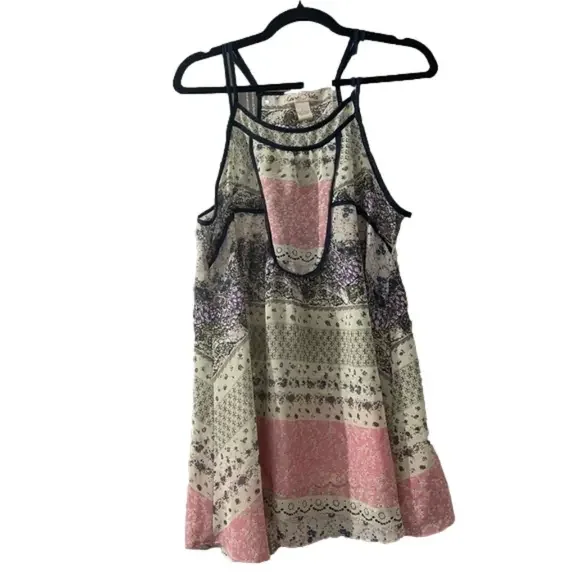 Love Notes Sleeveless Summer Top, Size Large. Pink, Beige, Blue Colors. - Picture 1 of 5